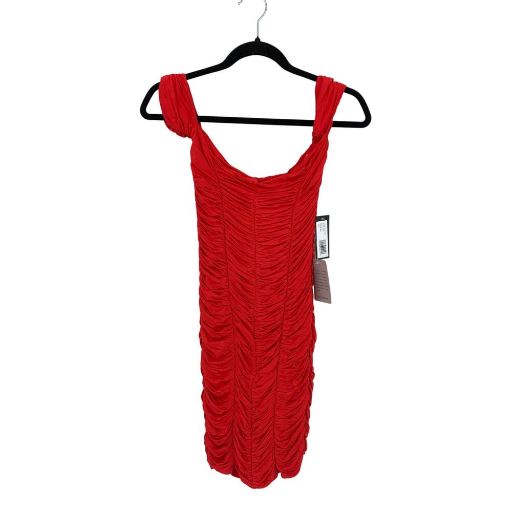 Jump Apparel Ruched Party Dress Womens Sz Small Off Shoulder Red NEW